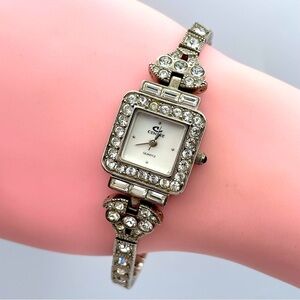 CENERE New York Swiss Quartz Rhinestone Art Deco Statement Watch NEW BATTERY